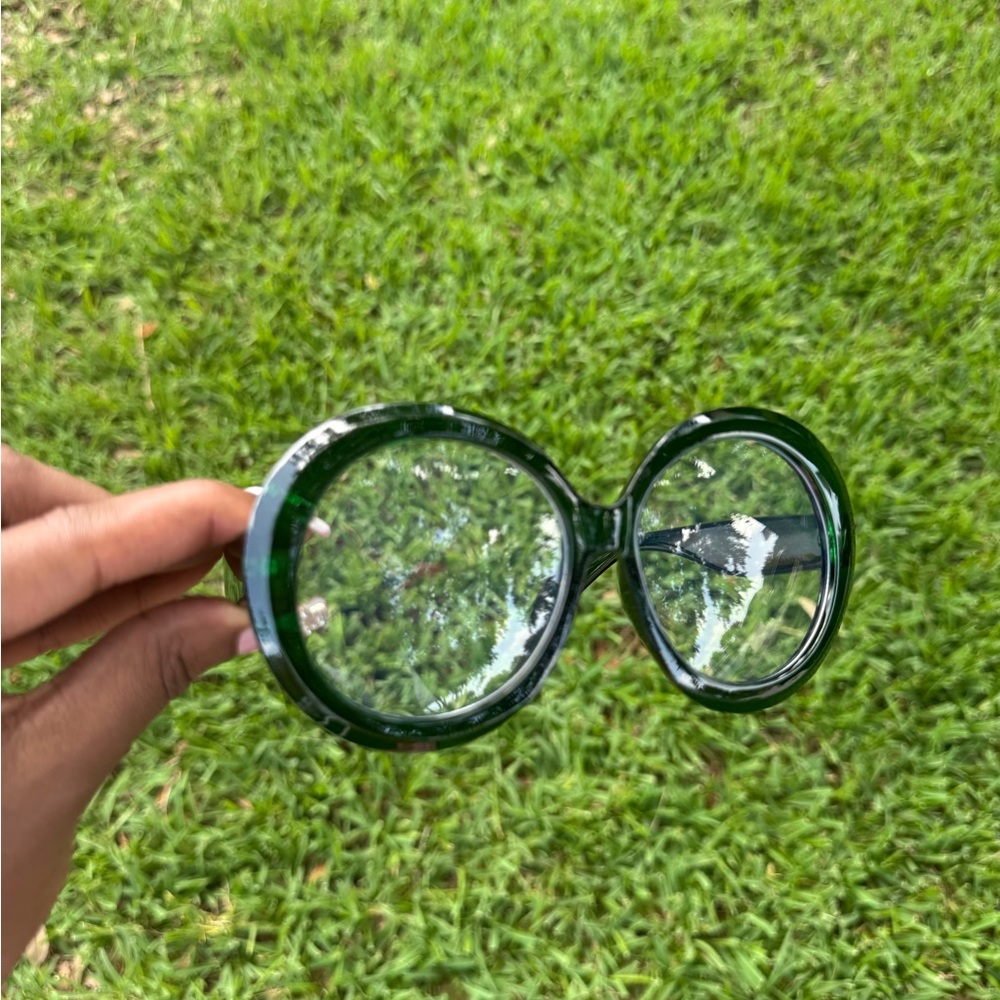 Green Oversized Round Glasses